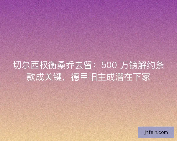 切尔西权衡桑乔去留：500 万镑解约条款成关键，德甲旧主成潜在下家