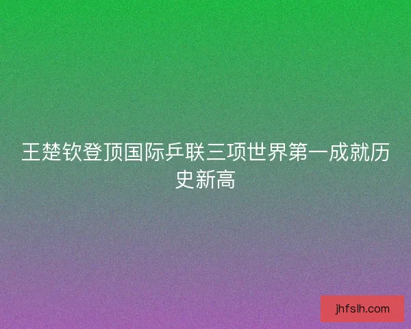 王楚钦登顶国际乒联三项世界第一成就历史新高