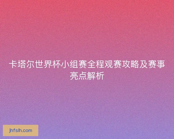 卡塔尔世界杯小组赛全程观赛攻略及赛事亮点解析