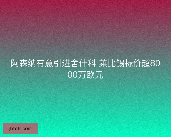 阿森纳有意引进舍什科 莱比锡标价超8000万欧元 阿森纳有意引进舍什科 莱比锡标价超8000万欧元